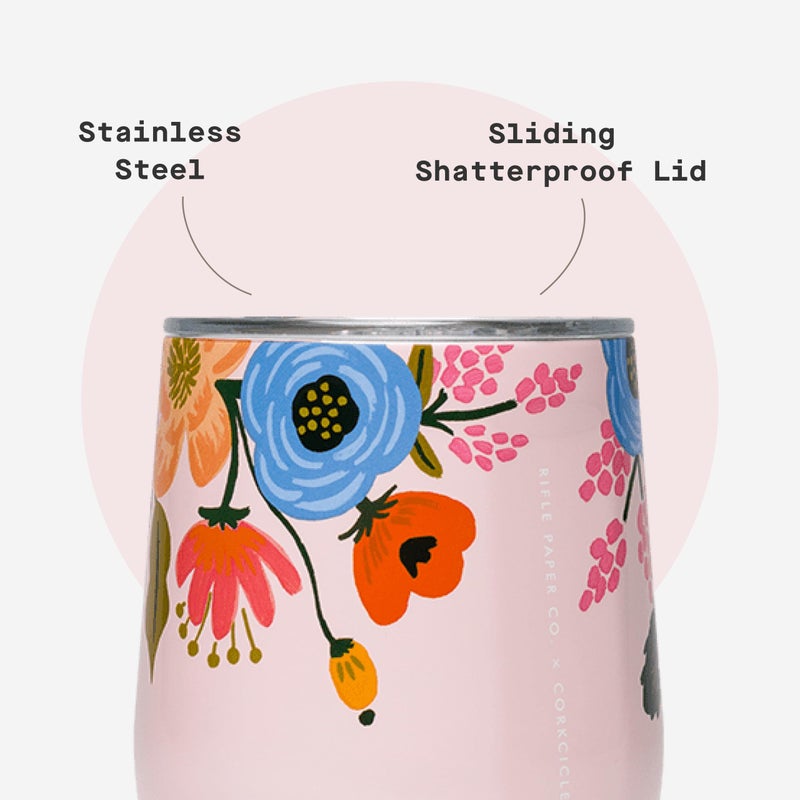 Corkcicle Stemless Insulated Wine Glass Tumbler - Keeps Beverages Cold 6 Hrs Hot 3 Hrs - Stainless Steel - Easy-Grip - Gift for Mom - Great for Mother's Day or Christmas - 12 oz - Blush Lively Floral - Image 5